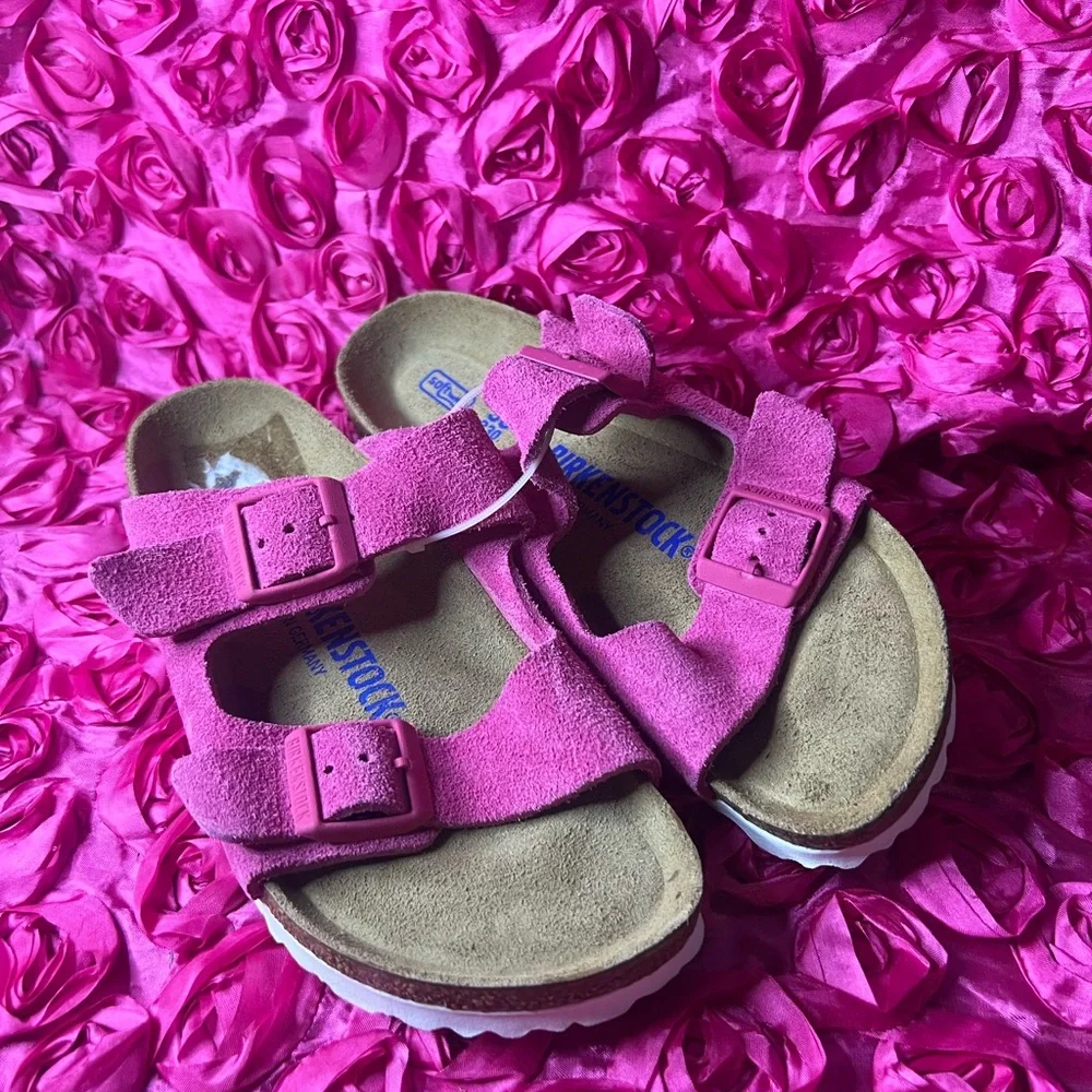 Birkenstock Arizona Suede Soft Footbed - Fuchsia Tulip